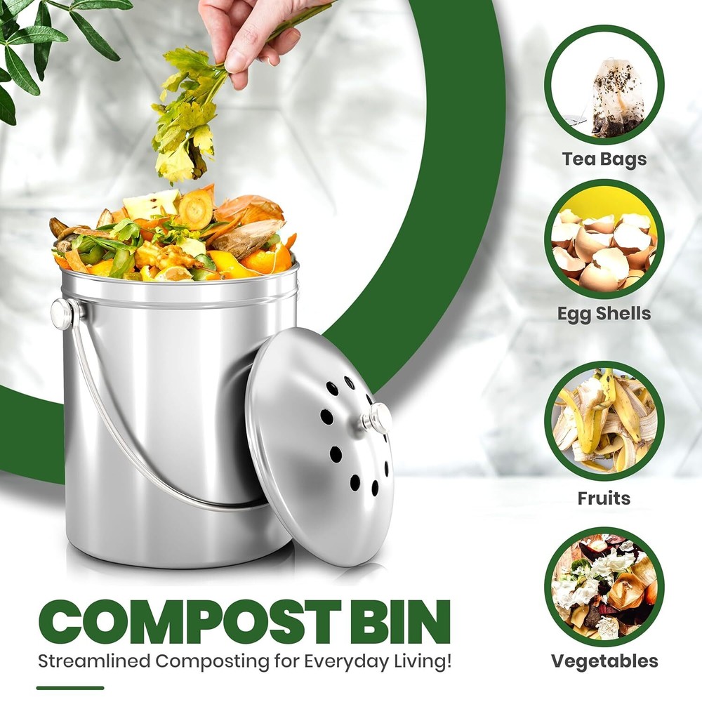 Compost Bin for Kitchen Countertop 1.3 Gallon Compost Bucket