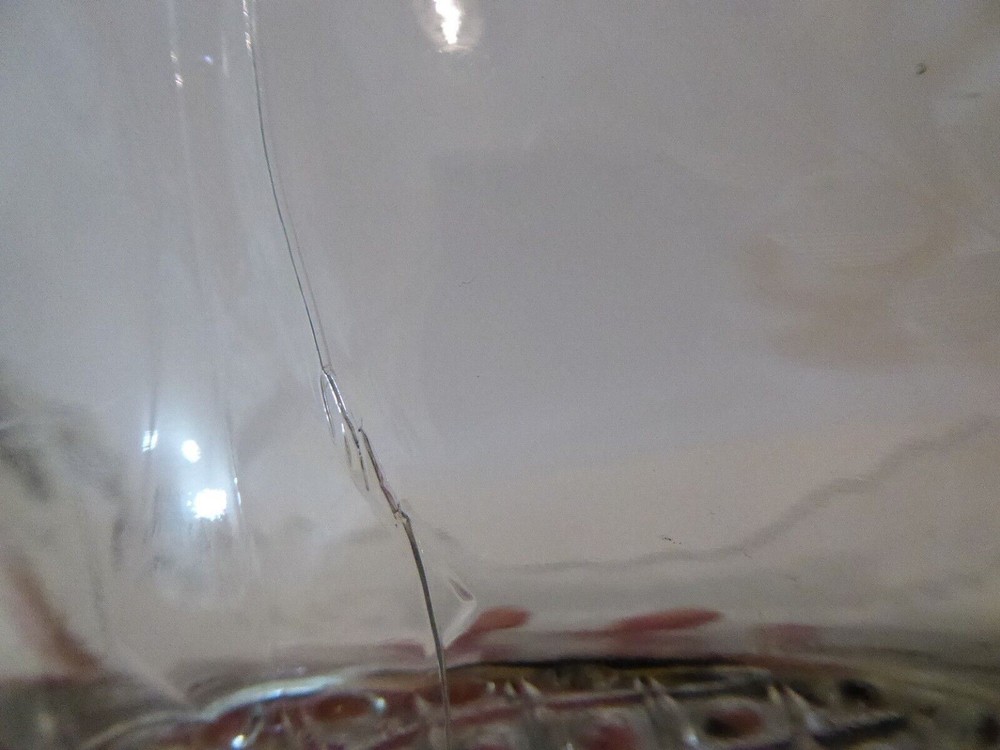 Vintage LE Smith Mt. Pleasant Lancaster Cane Dbl Shield Bowl Leaf Etched (S8