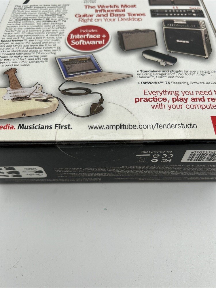 Fender Amplitude Studio IK Multimedia Stealth Plug Guitar Interface - New Sealed