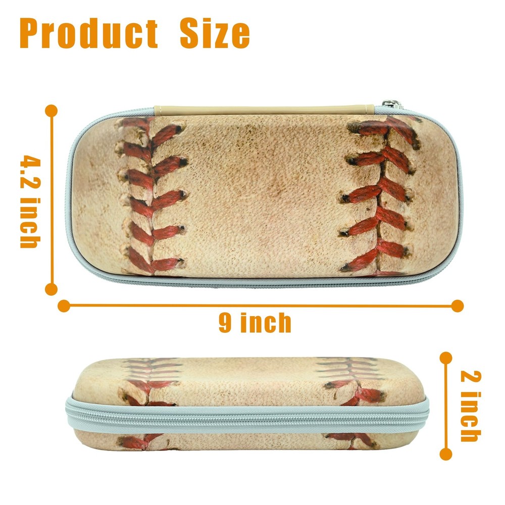 Baseball Pencil Box, Multi Compartment Desk Organizer, Brown