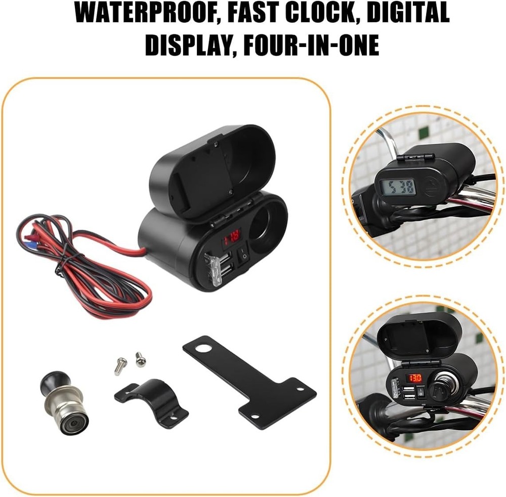 Motorcycle Waterproof 12V Cigarette Lighter Socket Phone GPS USB Power Charger