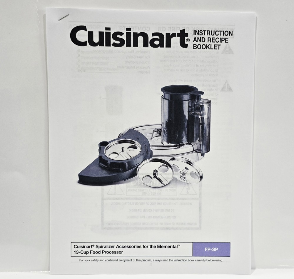 CUISINART FP-SP Food Processor SPIRALIZER Accessories Set MISSING ONE BLADE/DISC