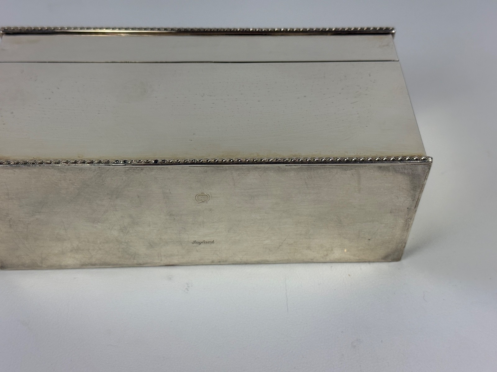 Barker Ellis Vintage Silver Plate Tea Caddy Box, England, 6 Divided Sections