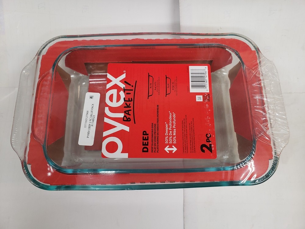 Pyrex Bake It 2 Piece Deep Oblong Glass Bakeware Set