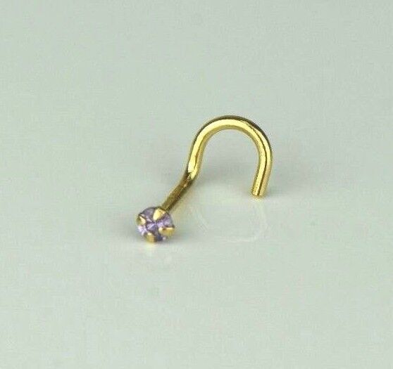14k Yellow Gold Round Multi Colored CZ Nose Piercing