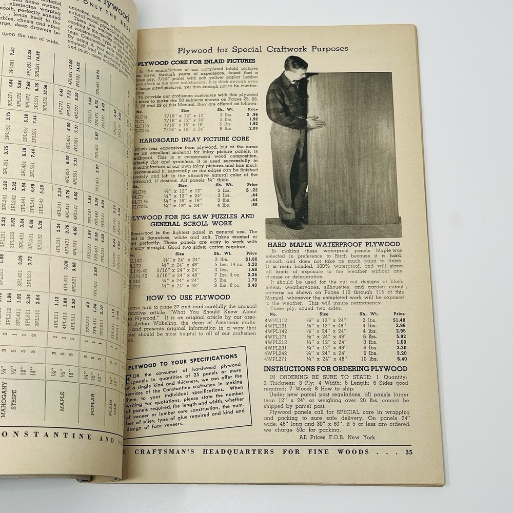1952 Constantine's Manual For Craftsman Catalog Reference Guide Woodworking Tool