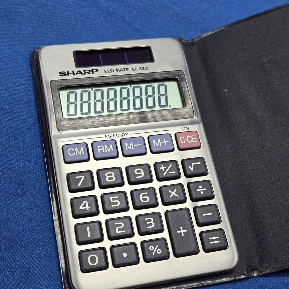 vintage solar calculator Lot 2 TI-36 Sharp EL 326L Retro Office Basic Math