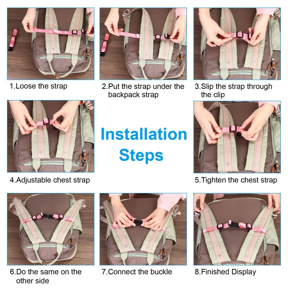 Backpack Belt Strap, 2 Pcs Adjustable Strap with Quick-Release Buckle, Blue