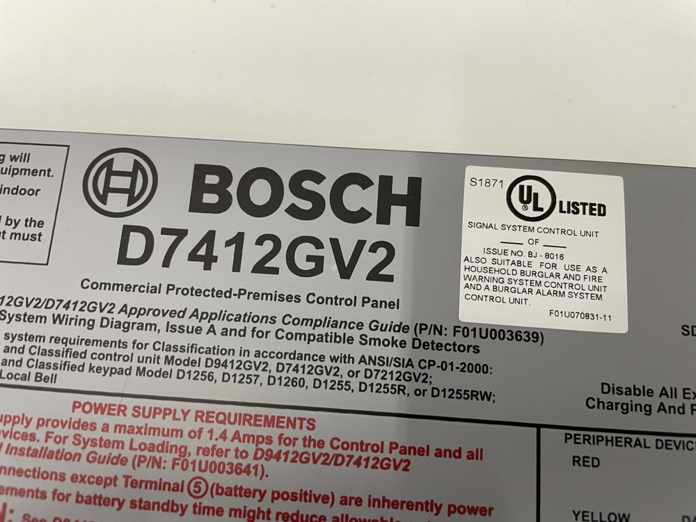 Bosch D7412GV2 Fully Integrated Intrusion Fire Security & Access Control Panel