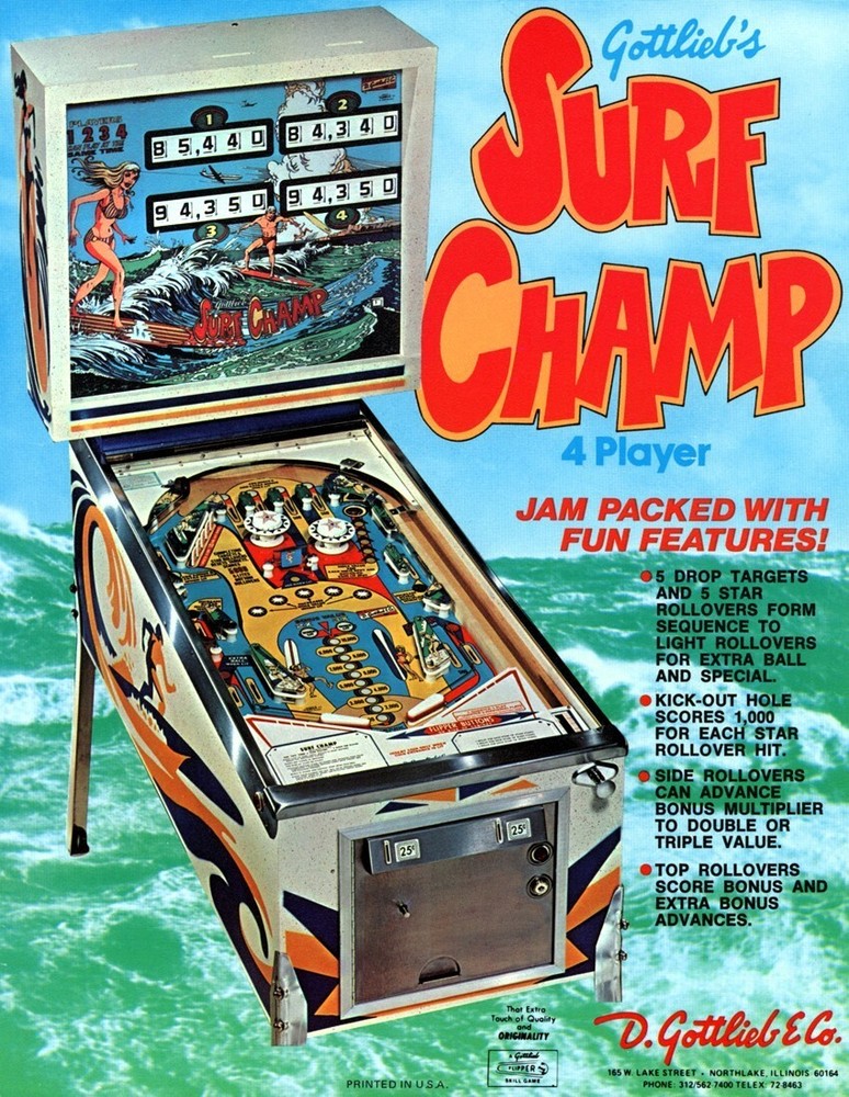 1976 Gottlieb Surf Champ Pinball Machine Rubber Ring Kit
