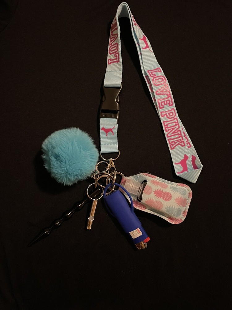 Pink Lanyard Key Chain Set
