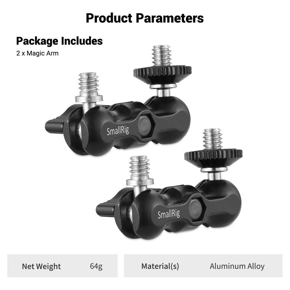 SmallRig Universal Magic Arm with Small Ballhead (2pcs) 2158 2pcs, Black