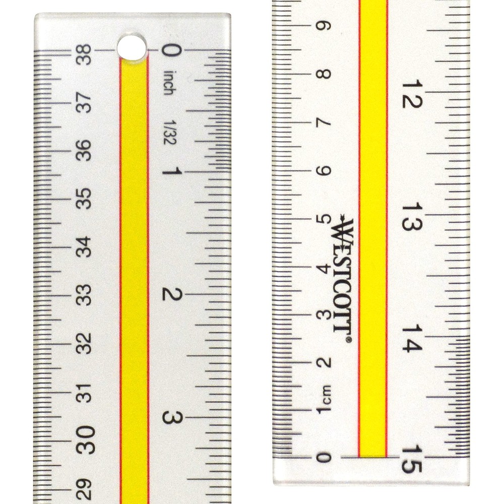 Acrylic Reading Ruler with Tinted Guide - 15" Clear Highlight Tool