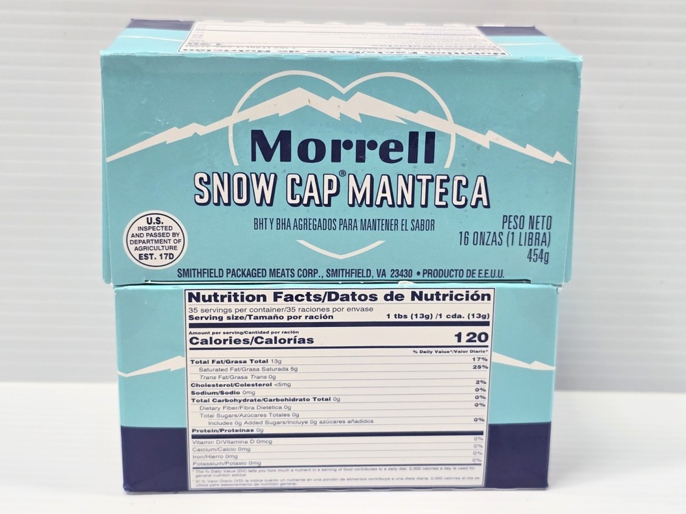 New Morrell Snow Cap Lard 2 Boxes