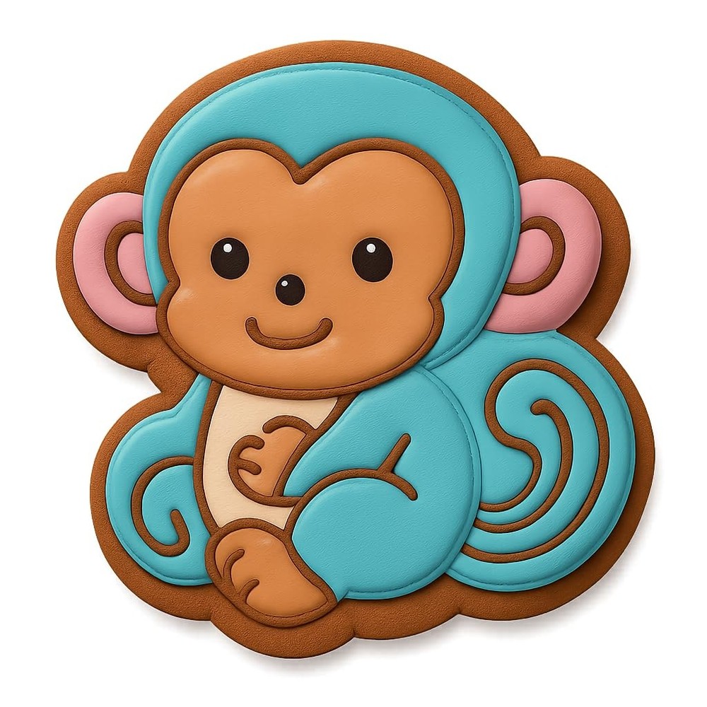 Sitting Chibi Macaque Cookie Cutter & Stamp - 4x3.7
