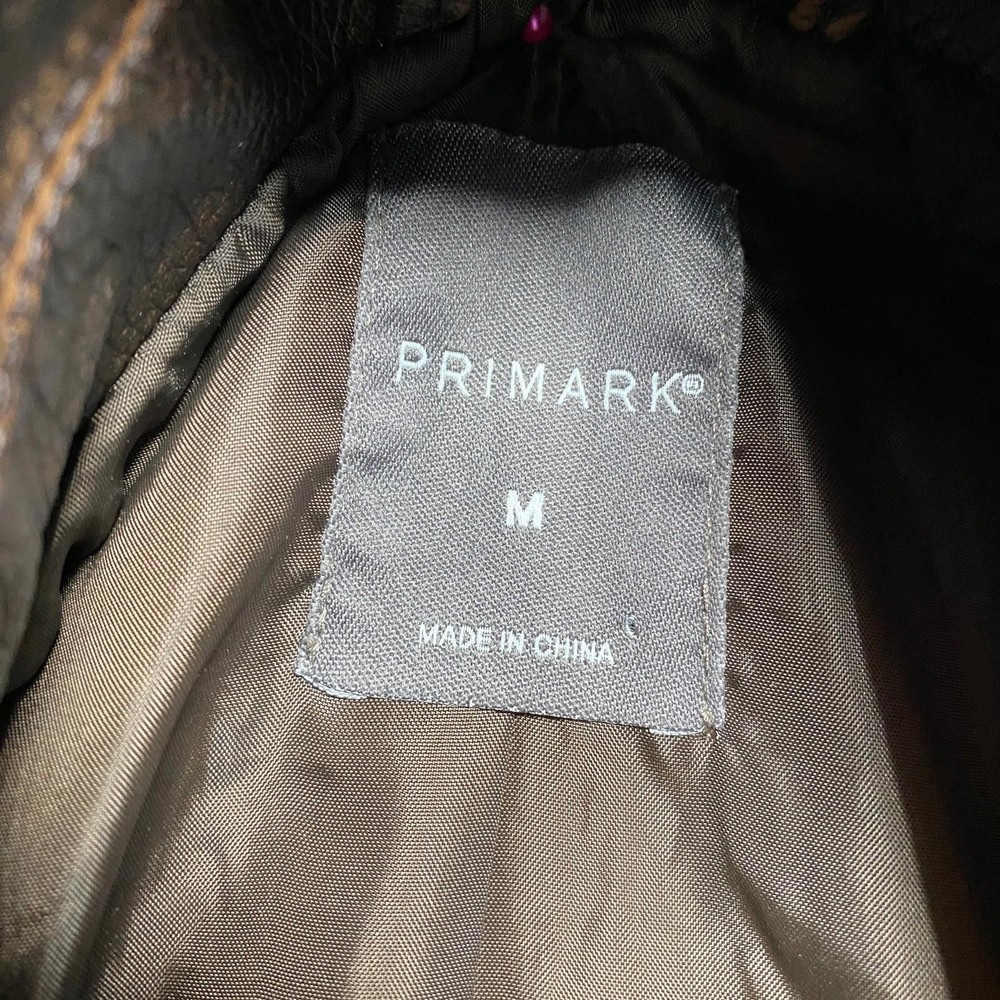 PRIMARK Jacket Medium Brown Men's Zip Biker Style Motorcycle