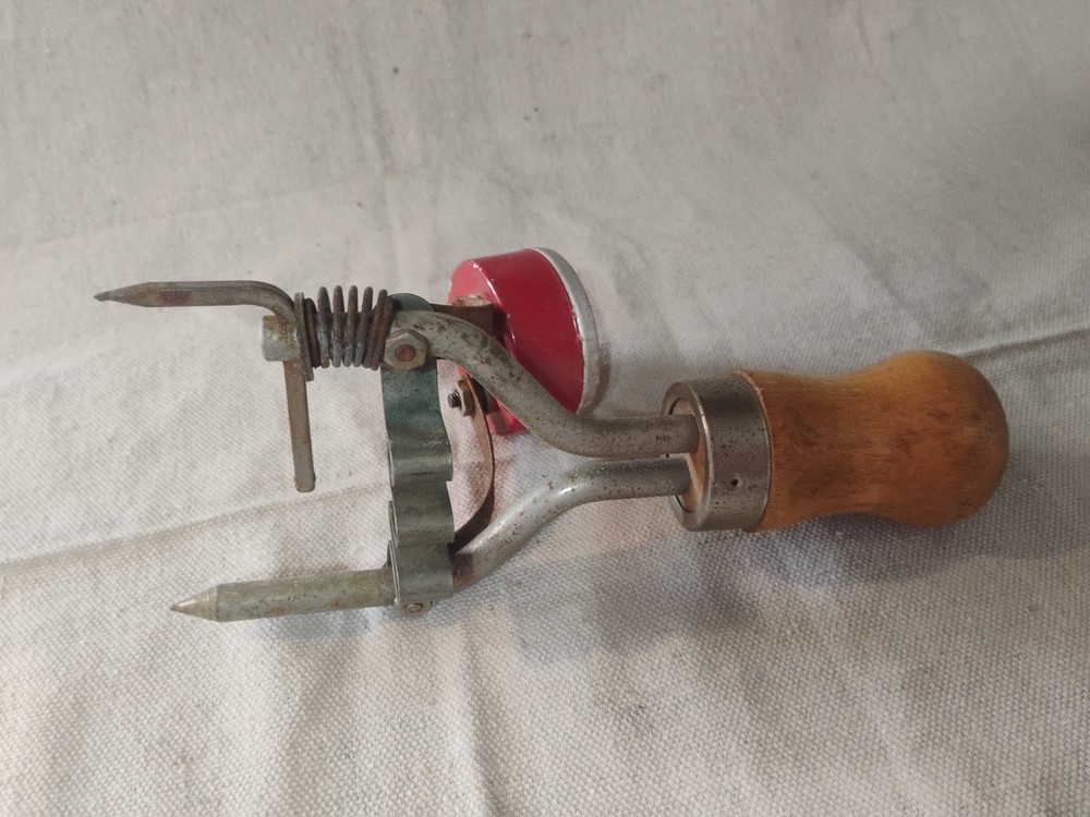 Vintage Handheld Battery Cell Tester With Wooden Handle Untested