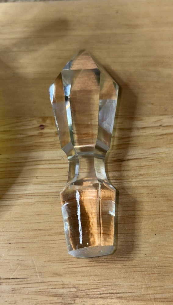 Vintage Green Crackle Glass Cruet Pulled Back Handle - Stopper