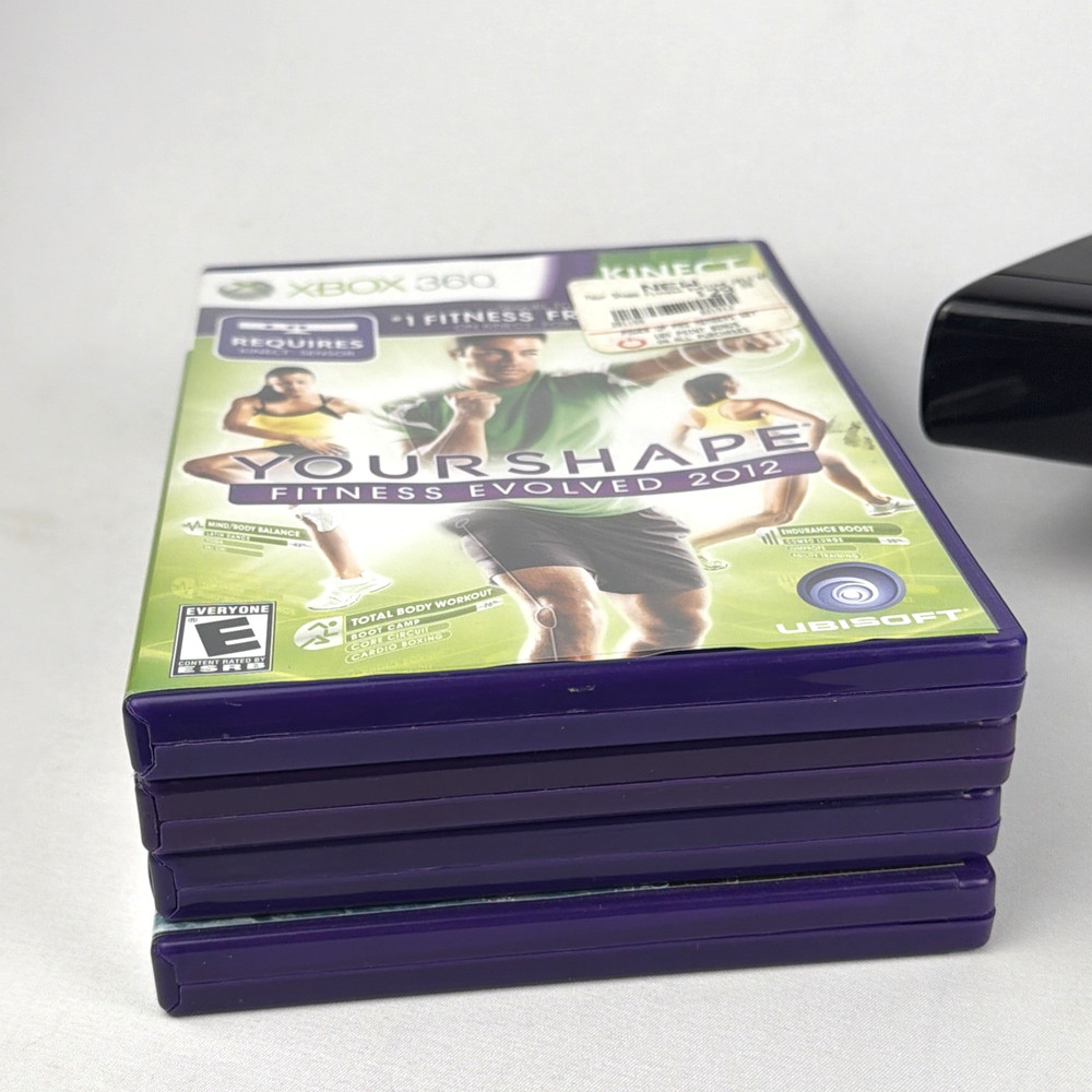 Microsoft Xbox 360 Kinect Motion Sensor Plus 4 Games Bundle Lot [Read desc.]