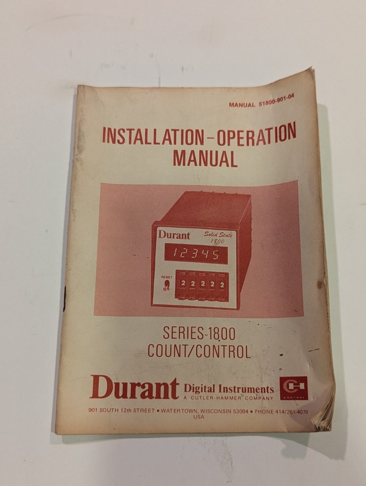 Eaton Durant 1800-511 Programmable Solid State Counter, 120/240V AC, 24V DC, 10A