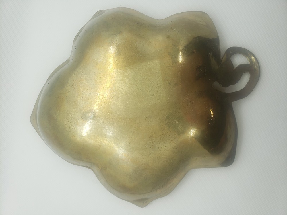 Vintage Brass Grape Leaf Shaped Tray 8.5" x 7"