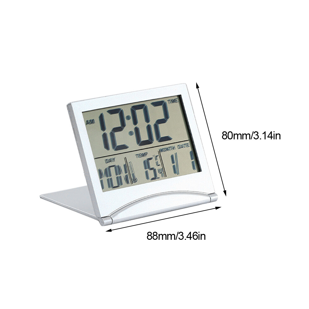 Digital Deck Clock Foldable Calendar Temperature Timer Alarm Clock LCD Display