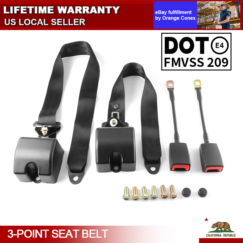 2x 3-point Adjustable Seat Belt Straps Kit For Peterbilt 389