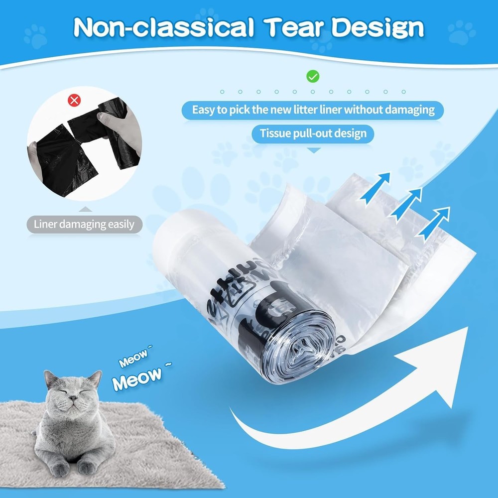 Litter Box Liners 100 Count - Compatible with Litter Robot 4 & 3, Leak-Proof