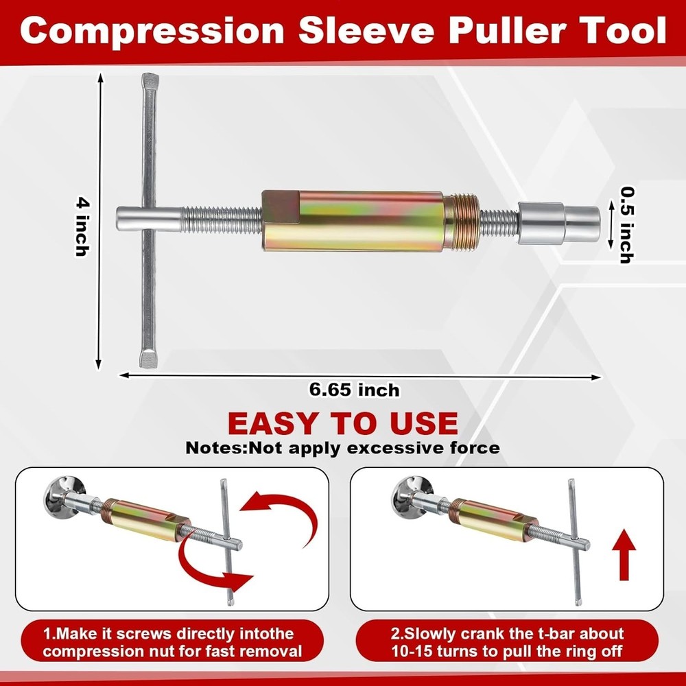 5 Pcs Angle Stop Wrench Kit Plumbing Tool, Compression Sleeve Puller