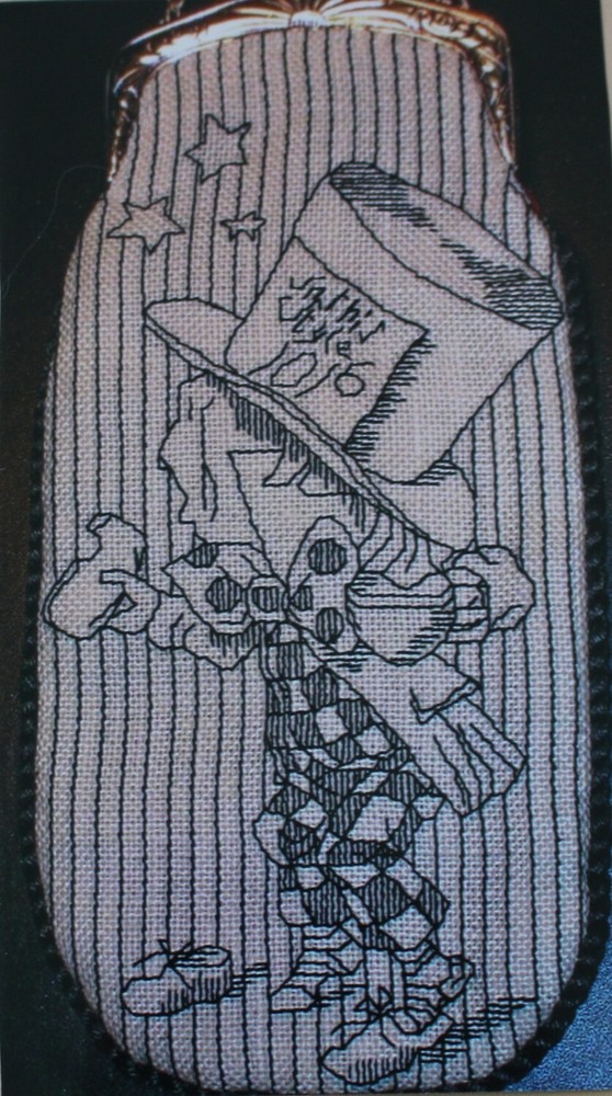Mad Hatter Blackwork Bag - by Nostalgic Needle