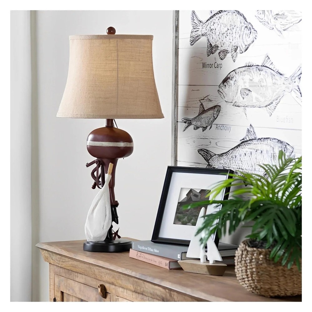 Fishin' Essentials Table Lamps (2-Pack), Red, Rustic