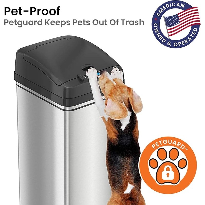 Touchless Motion Sensor Trash Can W/ PetGuard Lock Odor Neutralizing Filter New