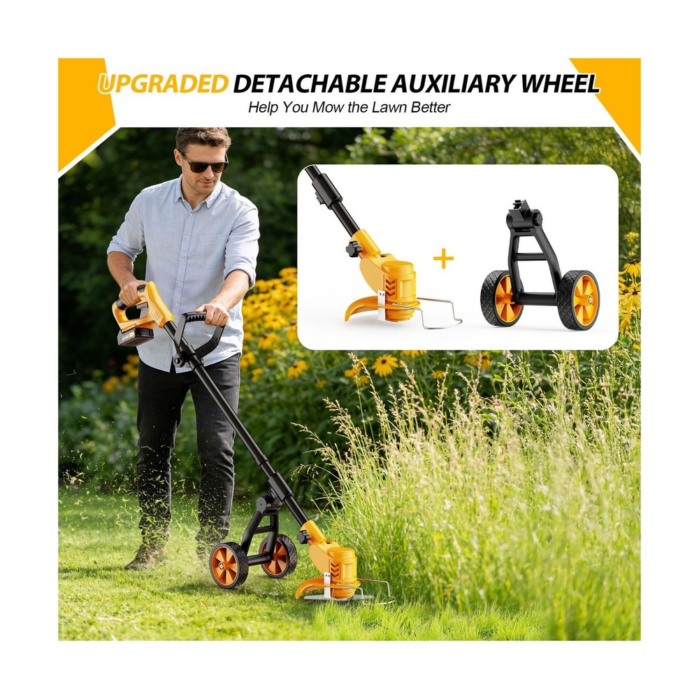 Electric Weed Wacker Cordless, Electric String Trimmer with 3 Types Blades & ...