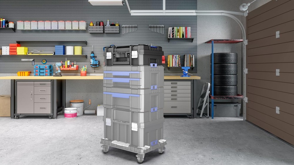 18 Inch Flat Top Tool Box | AIRAJ Stackable Modular Tool Organizer Box Storag...