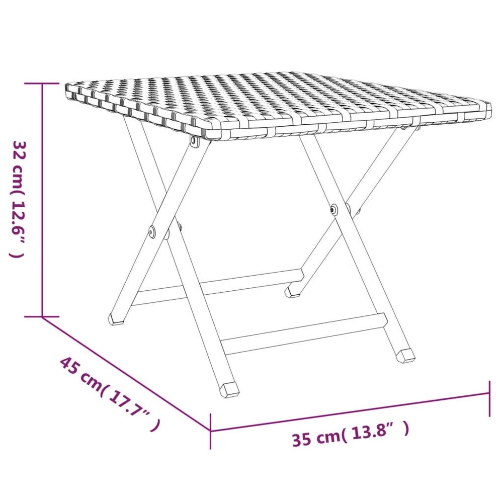 Folding Table Gray 17.7"x13.8"x12.6" Poly Rattan