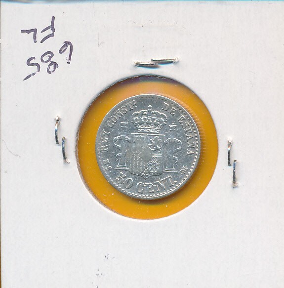 SPAIN - SILVER -50 CENTIMOS - 1880 SNM - #9674