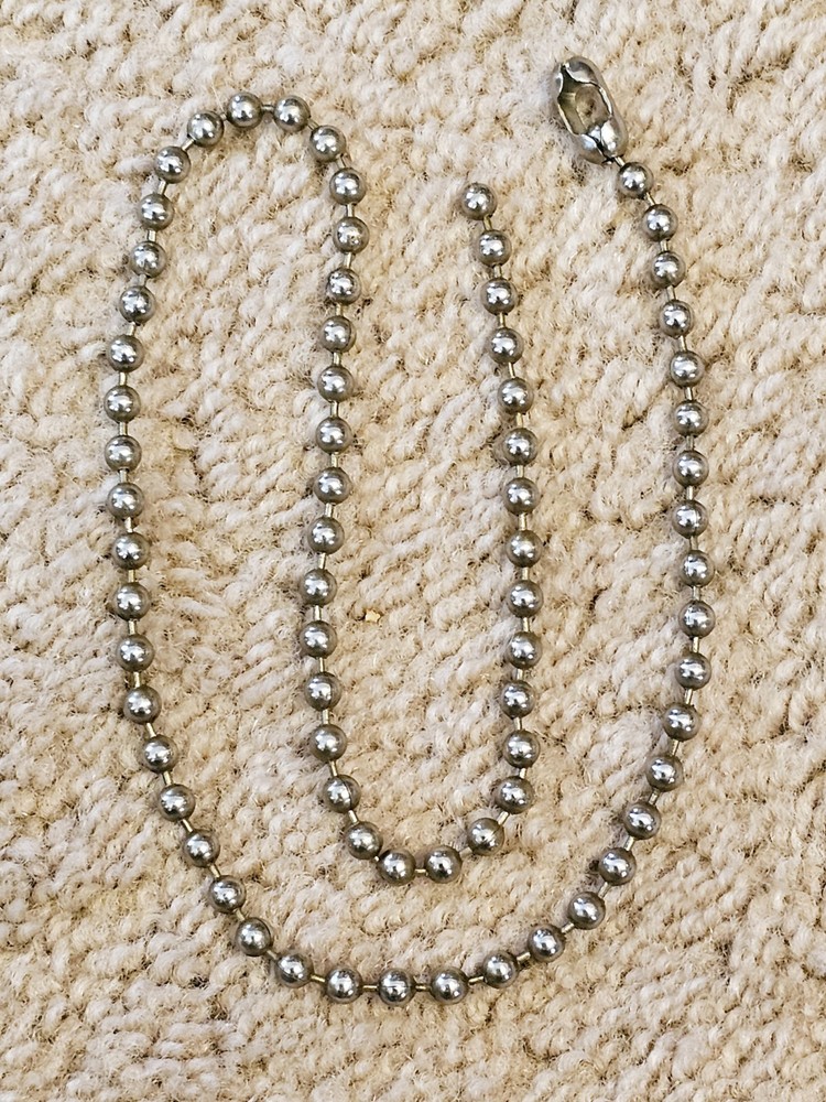 18" Vintage Bathtub Plug & Drain Chrome Bead Pull Chain 5/32" Wide