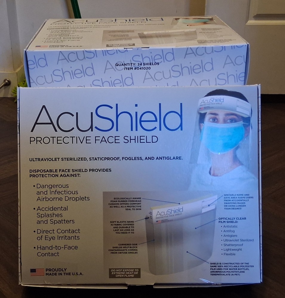NEW AcuShield Protective Face Shields Package of 24