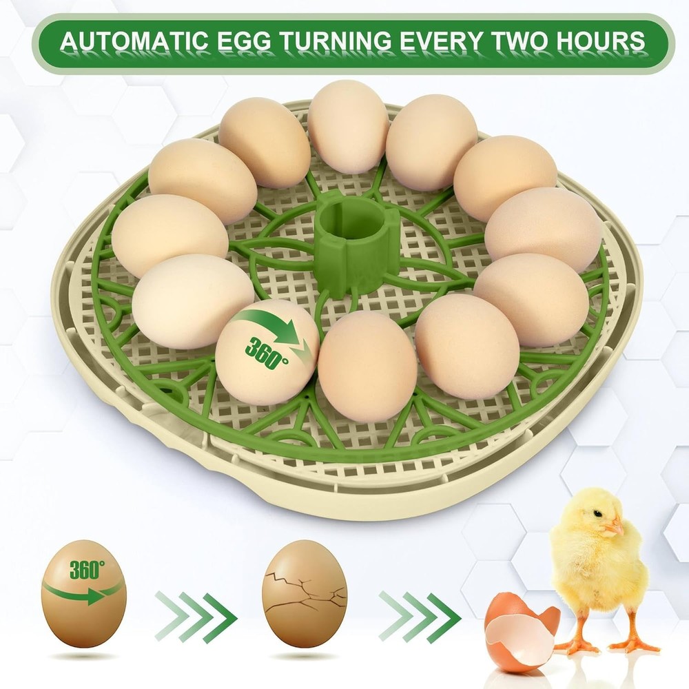 Multi-Function Egg Hatcher with Automatic Turner for Chicken, Duck & Quail Eggs