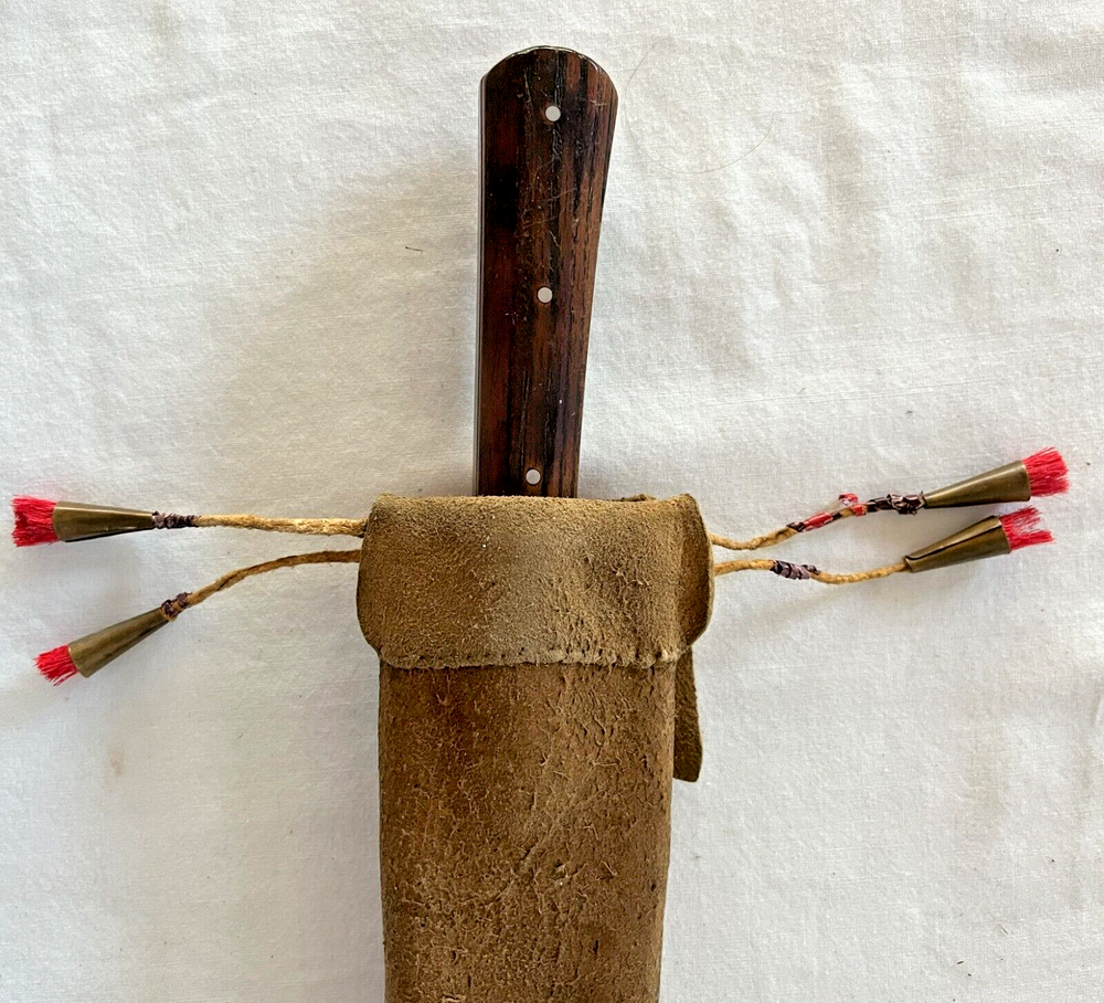 Frontier Side Knife with Hide Scabbard & Decorations