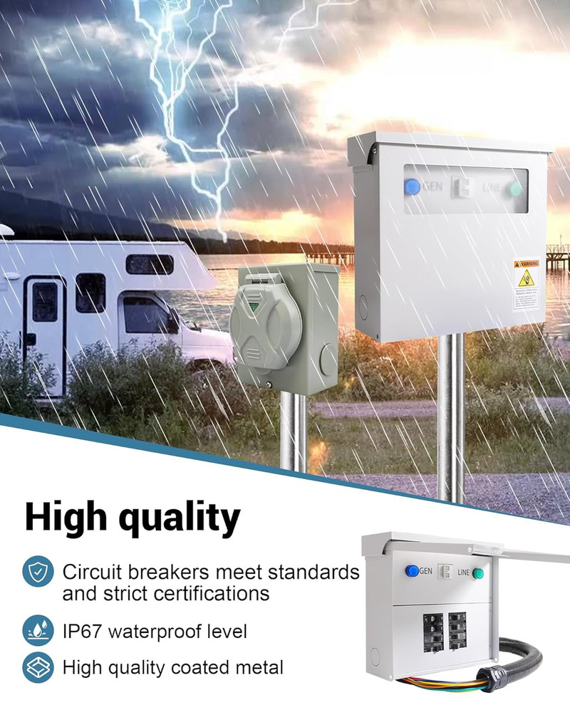 30Amp Transfer Switch Kit with Multiple 50A, 20A, 30A, 15A Circuit Breakers, Dua