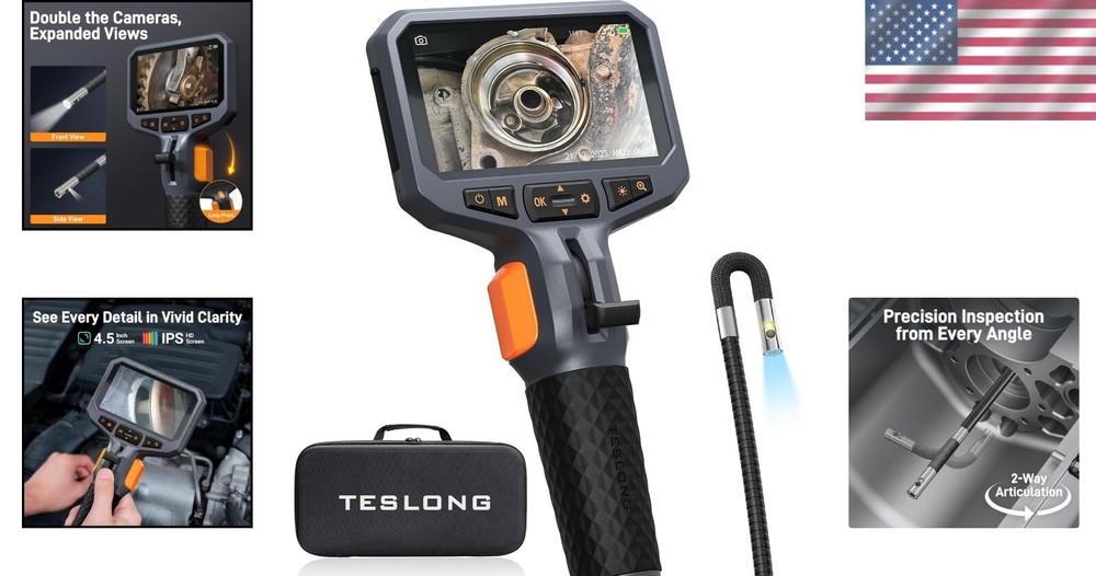 Bidirectional Dual-Lens Boroscope with Adjustable LED Lighting for Optimal View