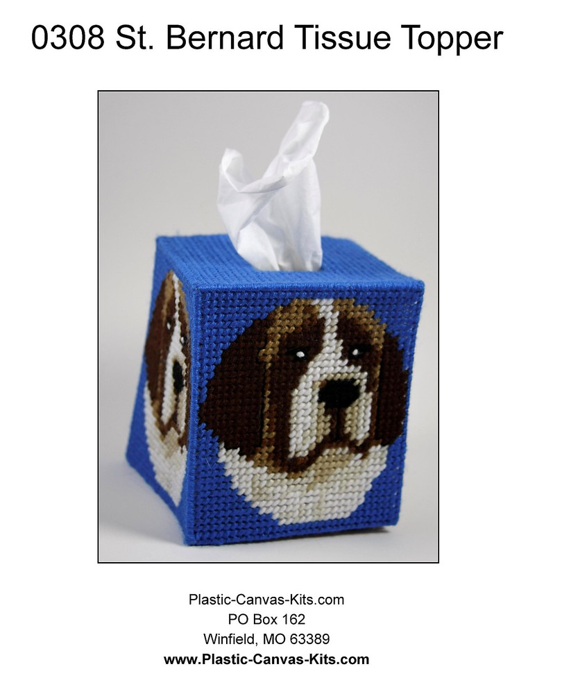 St. Bernard Dog Tissue Topper-Plastic Canvas Pattern or Kit