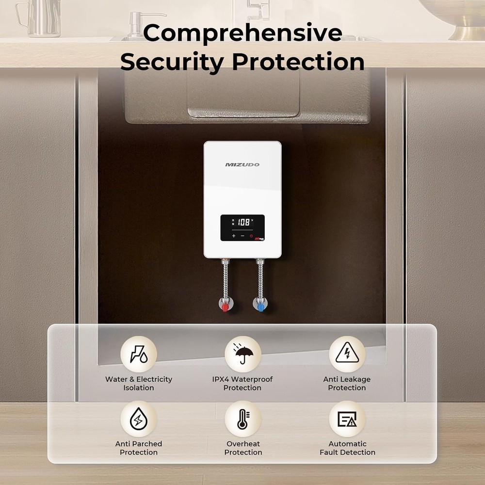 6500W Tankless Water Heater Electric Instant Hot Bolier Water Touch Control 240V