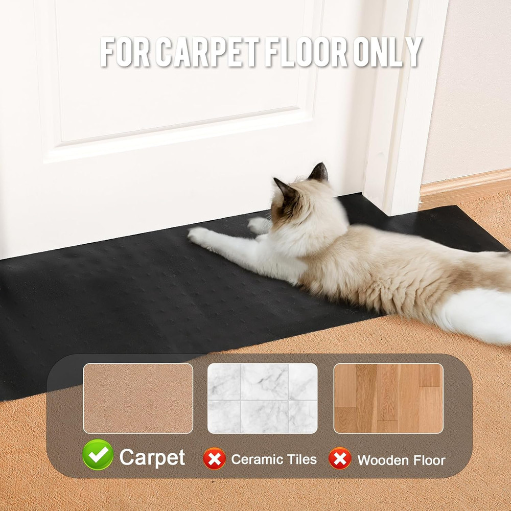 Carpet Protector for Pets 3.6FT Black round Corner Plastic Under Door Cat Carpet