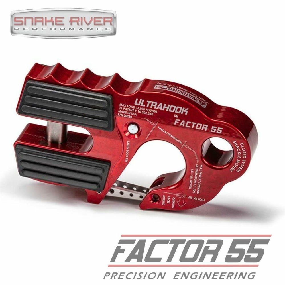 Factor 55 Ultrahook Red Aluminum Closed System Winch Hook 16K LBs Load 00250-01