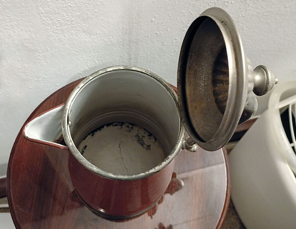 Antique Manning Bowman Enamel Coffee Pot