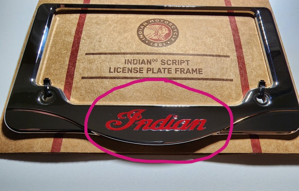 Indian Motorcycle License Plate Frame Script Decal, Sticker, Emblem