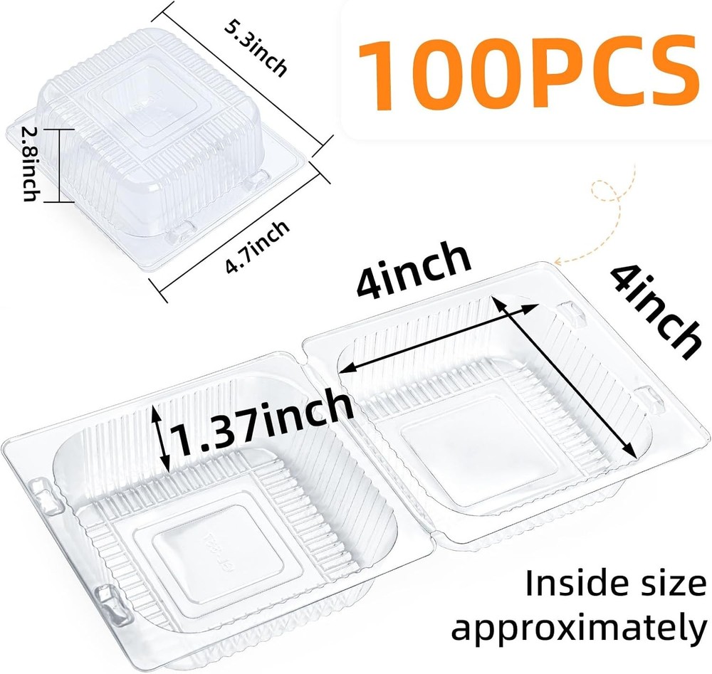 100 Count Clear Plastic Containers with Lids for Food, Thickened Disposable