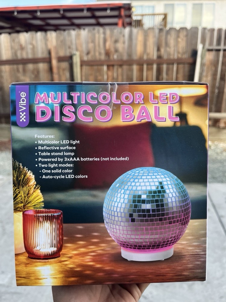 Vibe Multicolor LED Disco Ball Effect Light, Battery Powered, Table Stand